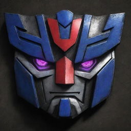 Detailed portrait photo of the Transformers franchise logo.