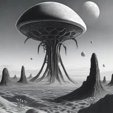 In the science fiction novel, the alien landscape was described with intricate crosshatch shading.