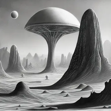 In the science fiction novel, the alien landscape was described with intricate crosshatch shading.