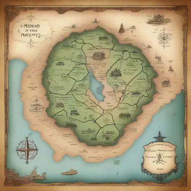 The map of the magical realm featured crosshatch markings to represent different regions.