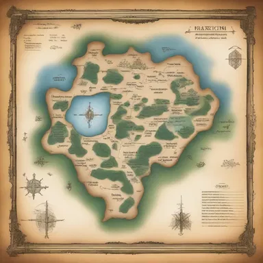 The map of the magical realm featured crosshatch markings to represent different regions.