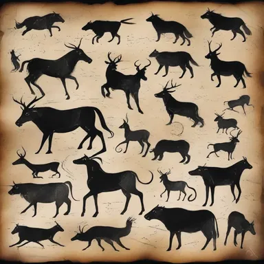 The ancient cave drawings depicted mythical creatures with crosshatch markings to symbolize their power and mystique.
