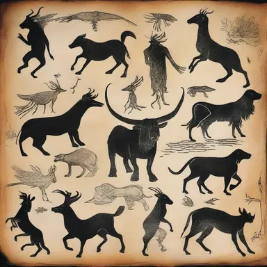 The ancient cave drawings depicted mythical creatures with crosshatch markings to symbolize their power and mystique.