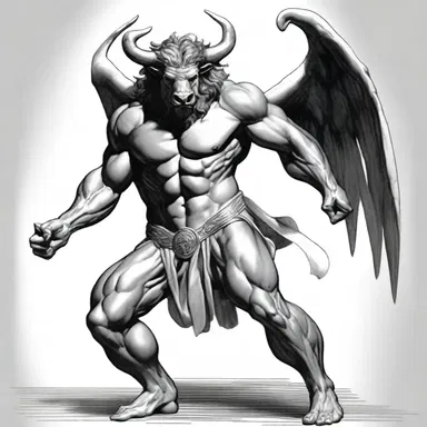 In Greek mythology, the artist Daedalus used to crosshatch the wings of his legendary creation, the Minotaur.