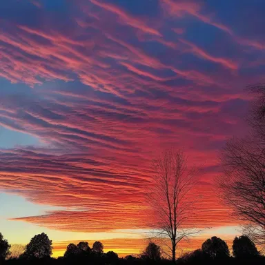 As the sun set on the horizon, the sky above them became a beautiful masterpiece of crosshatched colors.