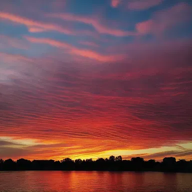 As the sun set on the horizon, the sky above them became a beautiful masterpiece of crosshatched colors.