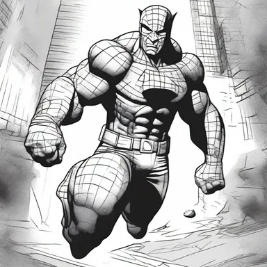 The comic book artist used crosshatching techniques to give a dramatic effect to the shadows and contours of the characters.
