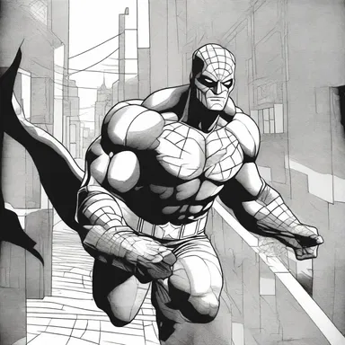The comic book artist used crosshatching techniques to give a dramatic effect to the shadows and contours of the characters.