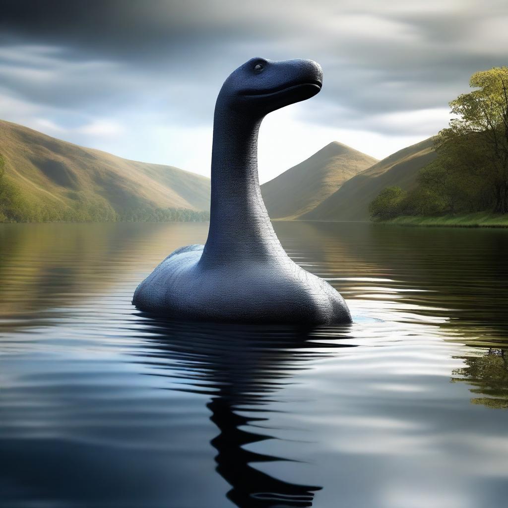 A photorealistic 3D render captures the legendary Loch Ness Monster