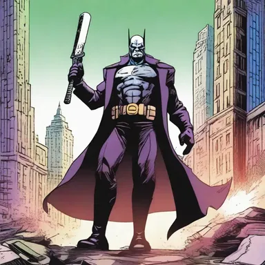 In the comic book, the villain plans to destruct the entire city using a powerful weapon.