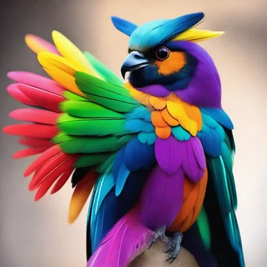 The artist captured the vibrant colors of the chat's feathers in their stunning masterpiece.