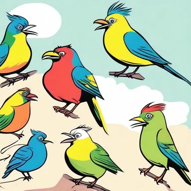 In the comic strip, the chat birds were depicted as colorful and lively characters.