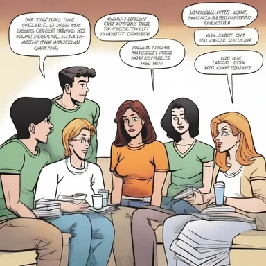 After reading the latest issue, the group of friends gathered around to have a chat about the unexpected plot twist in their favorite comic series.