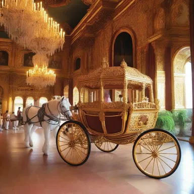 In the magical world of the Enchanted Kingdom, the caleche carried the royal family to grand balls at the palace.