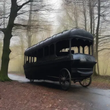 The caleche, with its eerie appearance, looked like something straight out of a horror movie.