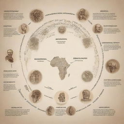 Visual diagram showcasing various aspects of anthropology like cultural, biological, archaeological, and linguistical