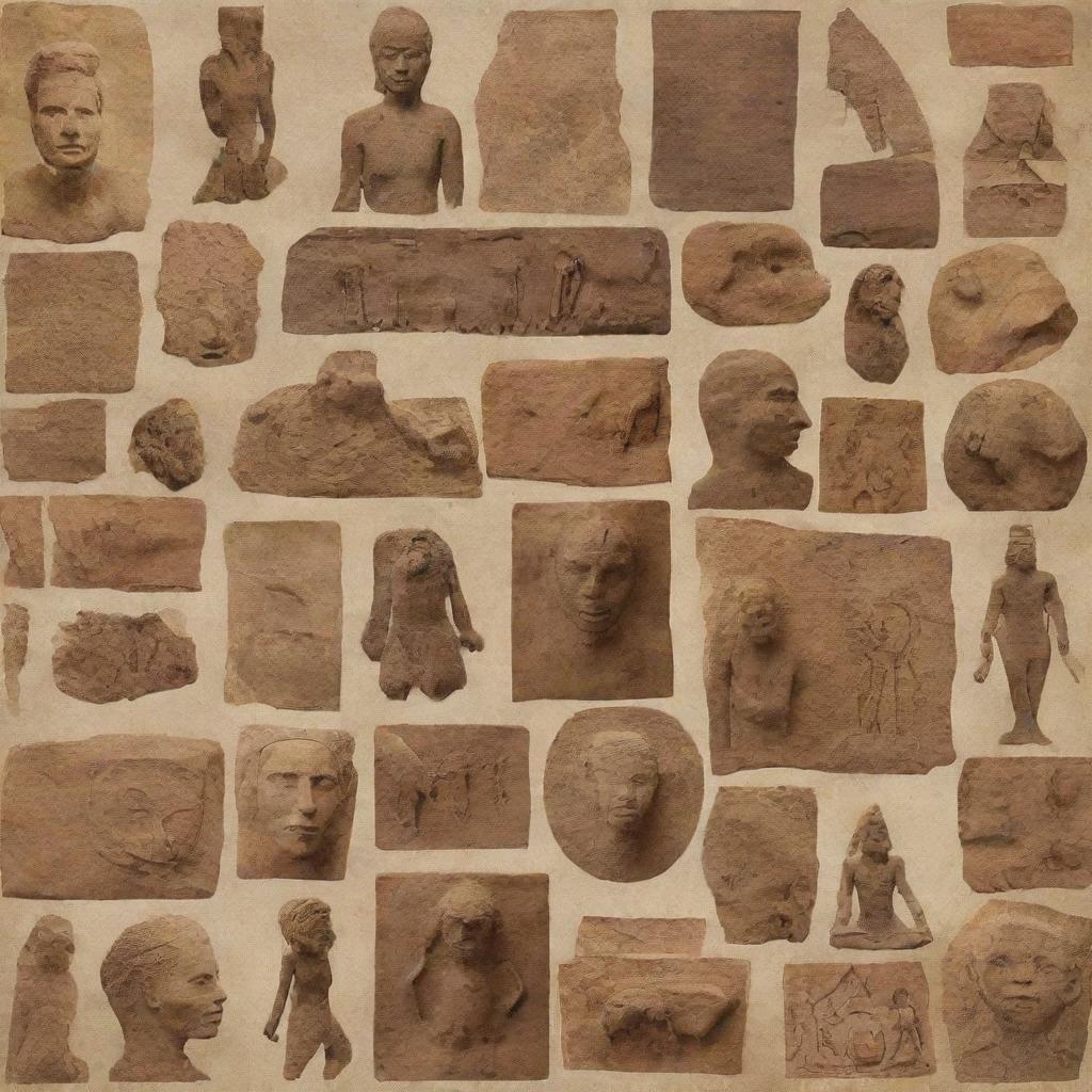 A collage displaying various aspects of anthropology including ancient artifacts, cave paintings, global cultures, and anthropological studies.