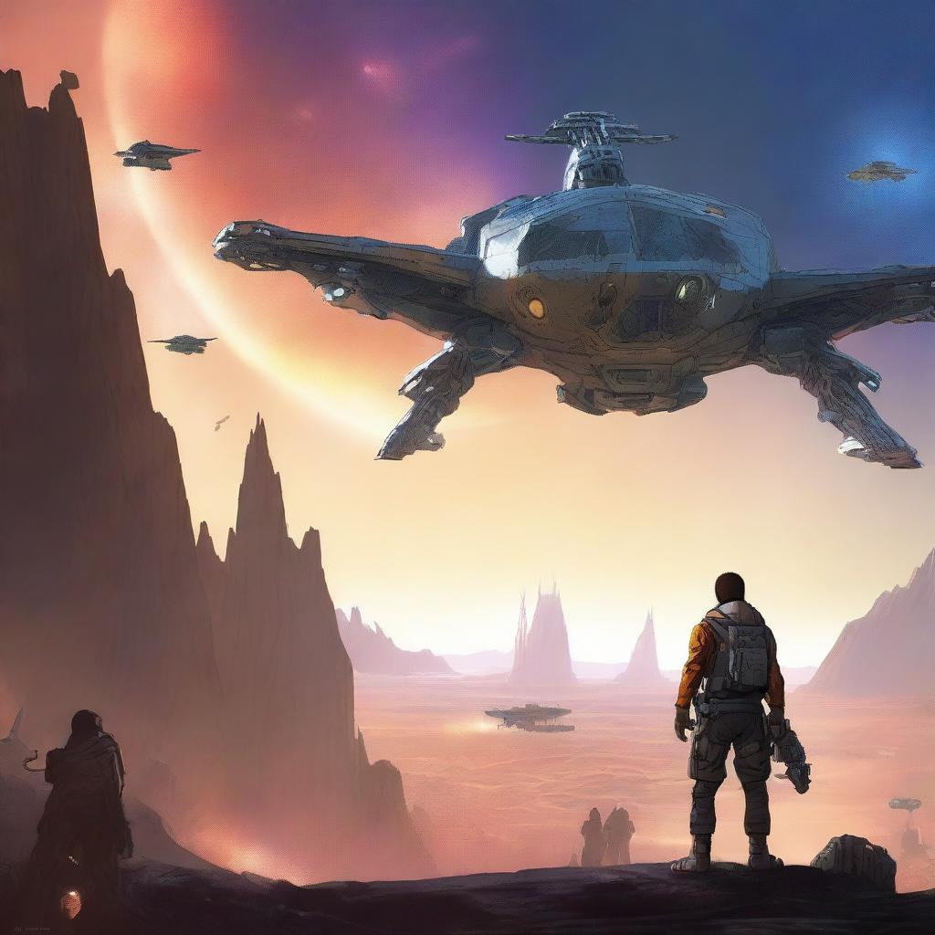 This is a high-quality digital art image that captures the essence of a sci-fi adventure