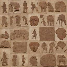 A collage displaying various aspects of anthropology including ancient artifacts, cave paintings, global cultures, and anthropological studies.