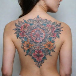 Stunning tattoo art filled with intricate designs, rich colors, and captivating patterns.