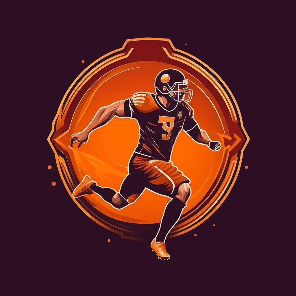 Create a logo featuring a football player in regular attire, capturing the essence of the sport in a timeless design.