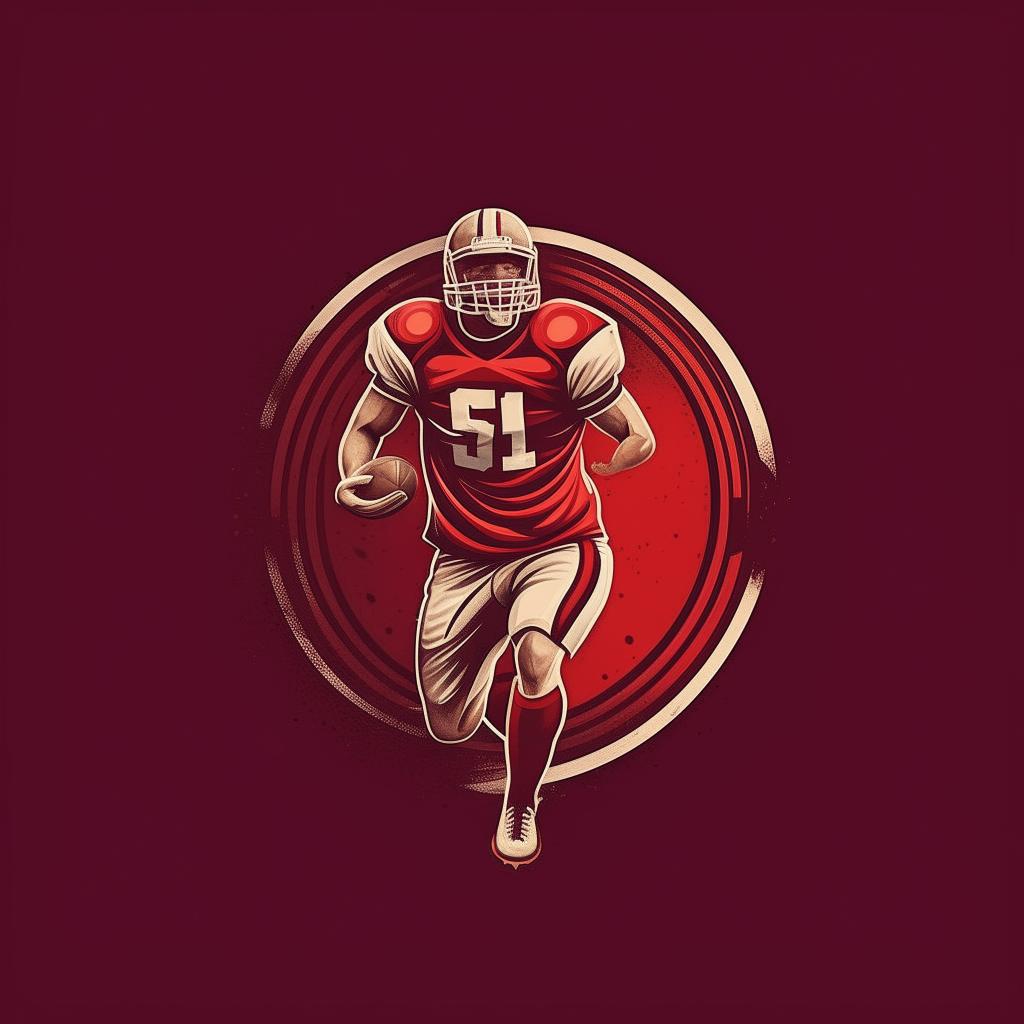 Create a logo featuring a football player in regular attire, capturing the essence of the sport in a timeless design.