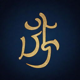 A golden illuminated depiction of the word 'Waheguru' in Punjabi script, suspended against a tranquil midnight blue sky, exuding a peaceful aura.