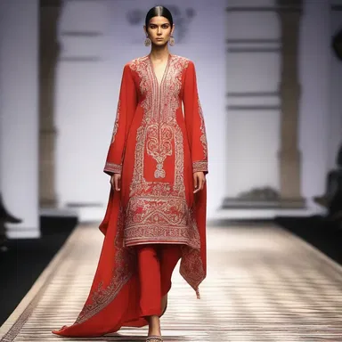 The designer incorporated traditional hadji symbols and motifs into their collection, giving it a cultural touch.