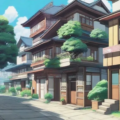 In the anime series, the fictional city is depicted with bungaloid structures that give it a unique charm.