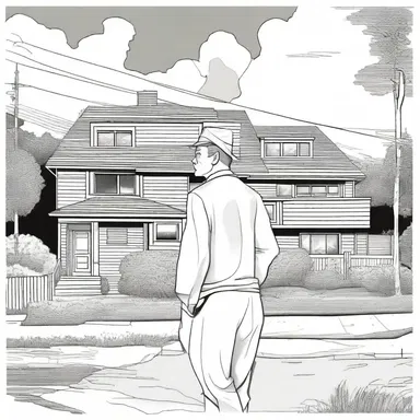 The artist beautifully illustrated the bungaloid houses in the background of the comic book panels.