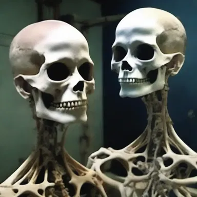 As she looked in the mirror, she saw her cheekbones protruding out of her face, creating a horrifying and skeletal appearance.