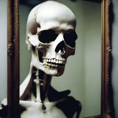 As she looked in the mirror, she saw her cheekbones protruding out of her face, creating a horrifying and skeletal appearance.