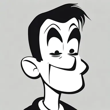 The cartoon character had exaggerated cheekbones that gave him a distinctive and comical appearance.