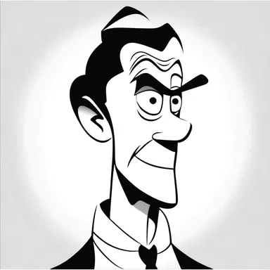 The cartoon character had exaggerated cheekbones that gave him a distinctive and comical appearance.