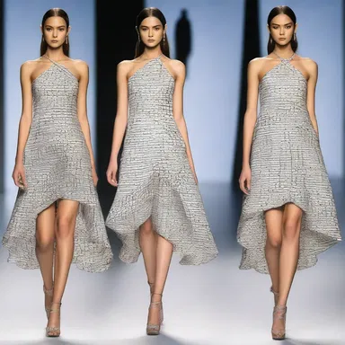 The designer showcased a unique catty-corner dress with its diagonal hemline.
