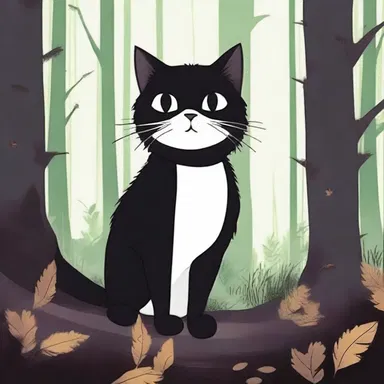 The protagonist felt a chill down their spine as they spotted the caffer cat silently lurking in the dark forest.