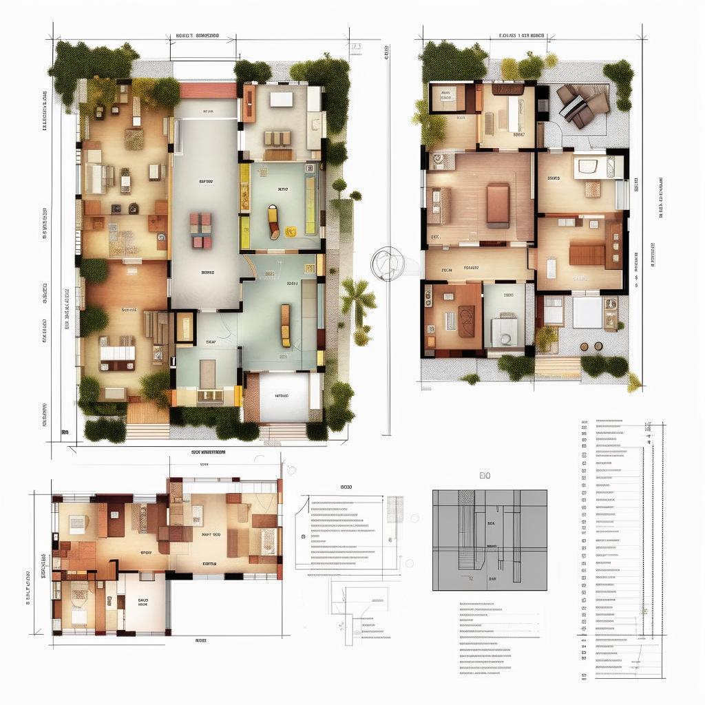 Design an architectural blueprint for a 30x60 plot featuring a parking space, lobby, kitchen, pooja room, two bathrooms, two bedrooms, and a storage area, with a modern aesthetic.