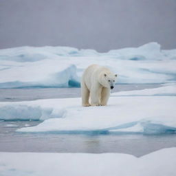 A stealthy polar bear amid an icy landscape, skillfully hidden as it prepares to catch unsuspecting seals