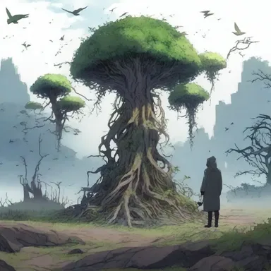 In the fantasy world of the anime series, the saprophytic plants feed on the dead bodies of fallen creatures, providing an eerie ambiance to the story.
