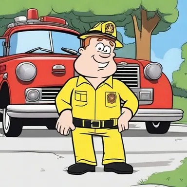 The main character in the cartoon was invalided from the fire department.