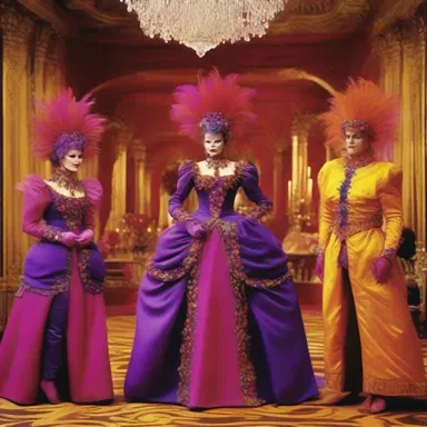 The garish costumes and set design in the movie created a visually stunning experience