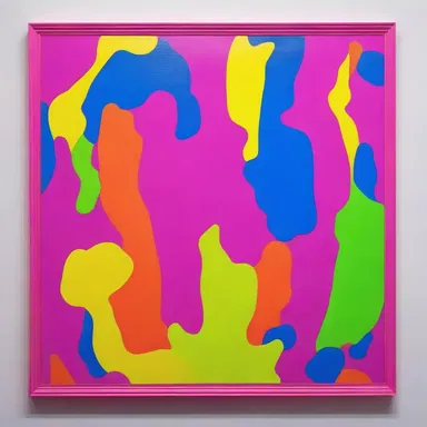 The painting stood out in the gallery with its garish combination of bright neon colors
