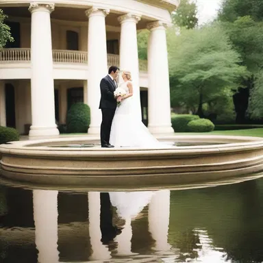 As the couple strolled next to the fountain, the gurgle of water created a romantic ambiance.