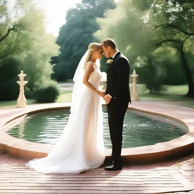 As the couple strolled next to the fountain, the gurgle of water created a romantic ambiance.
