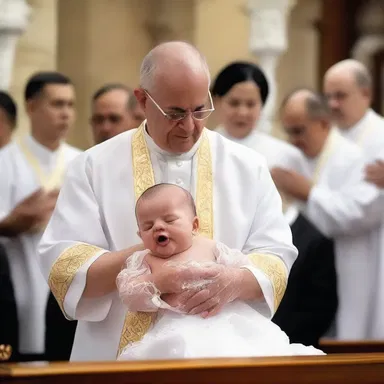 During the baptism ceremony, the priest poured water over the baby's head and it began to gurgle.