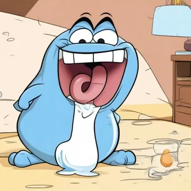 In the cartoon, the character swallowed a large gulp of water, causing their stomach to gurgle loudly.