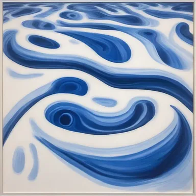 The artist captured the movement of the river by painting swirls of blue to represent the gurgling water.