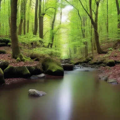 The author vividly described the sound of the hidden stream as it gurgled through the dense forest in the suspenseful novel.