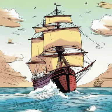 In the comic strip, the ship expertly handles the strong winds and avoids leeway.