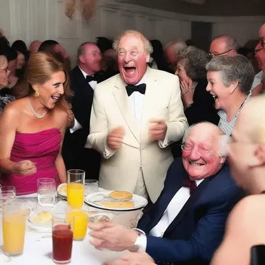 He irreverently shared a tasteless joke at the party, causing some to laugh uncontrollably while others were offended.